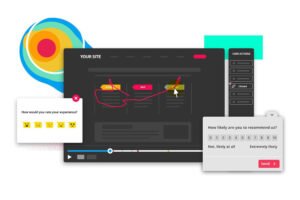 Hotjar heatmap and illustrated interface on browser