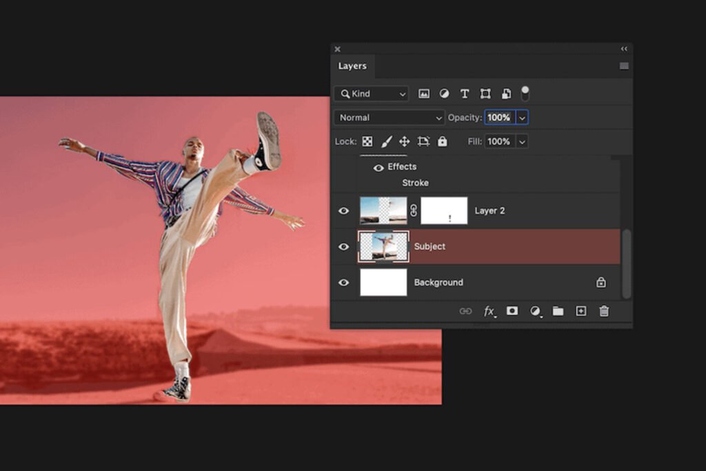 An image and a screenshot of PhotoShop panel