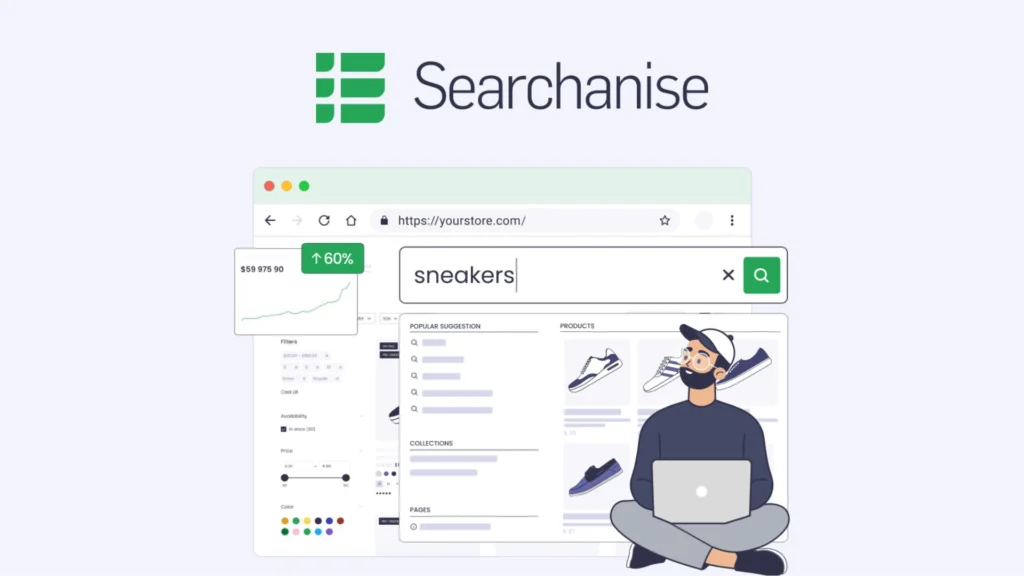 Searchanise logo and platform screenshot
