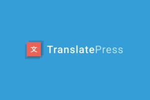 TranslatePress logo with blue background