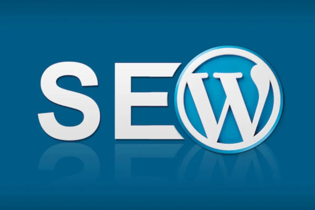 Word "SEO" with WordPress logo