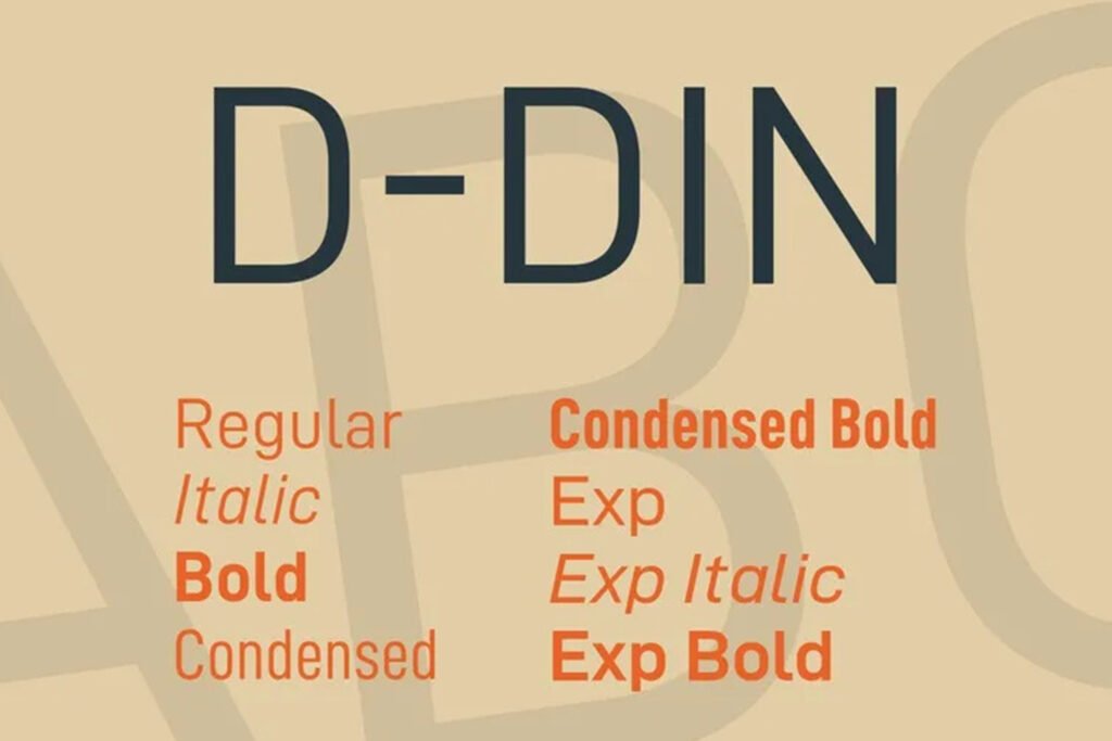 D-DIN font with ivory background