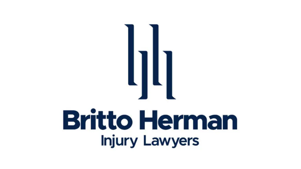 Navy blue logo on white background