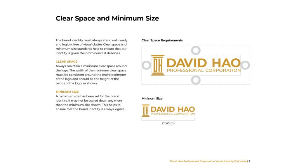 David Hao Professional Corporate logo guideline page