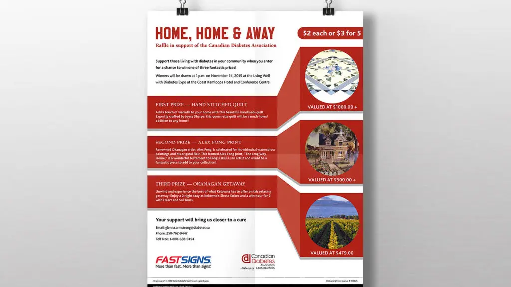 Diabetes Canada Posters 4 A poster hangs on the wall with two clips