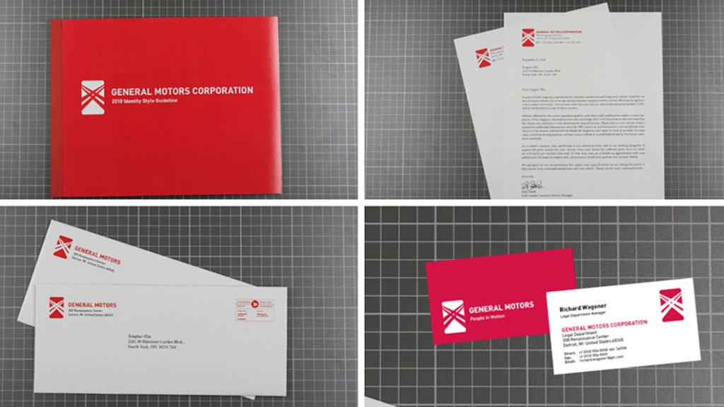 General Motor identity guideline, letterhead, envelope, and business cards
