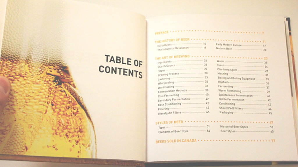 The Beer Bible Table of Contents page